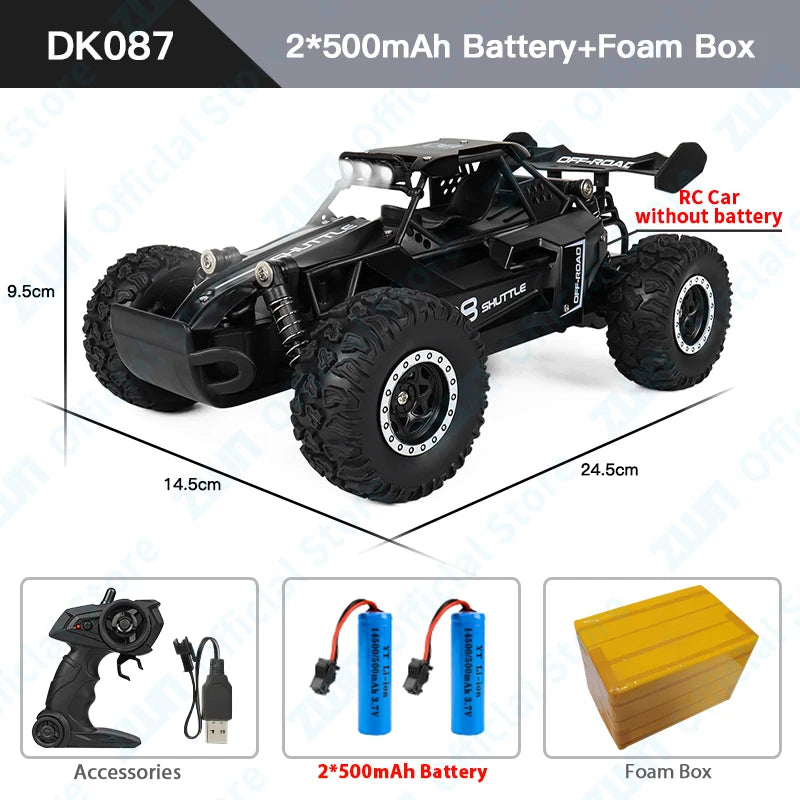 ZWN 1:16 RC Off-Road Car with LED Lights – 2.4GHz Remote Control Climbing Vehicle