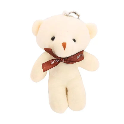 12cm Mini Teddy Bear Plush Keychain Bow Tie Pendant 10-Pack