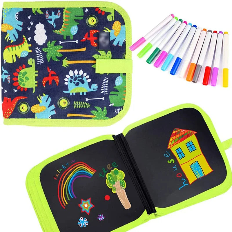 Reusable Doodle Book for Kids with 12 Watercolor Pens