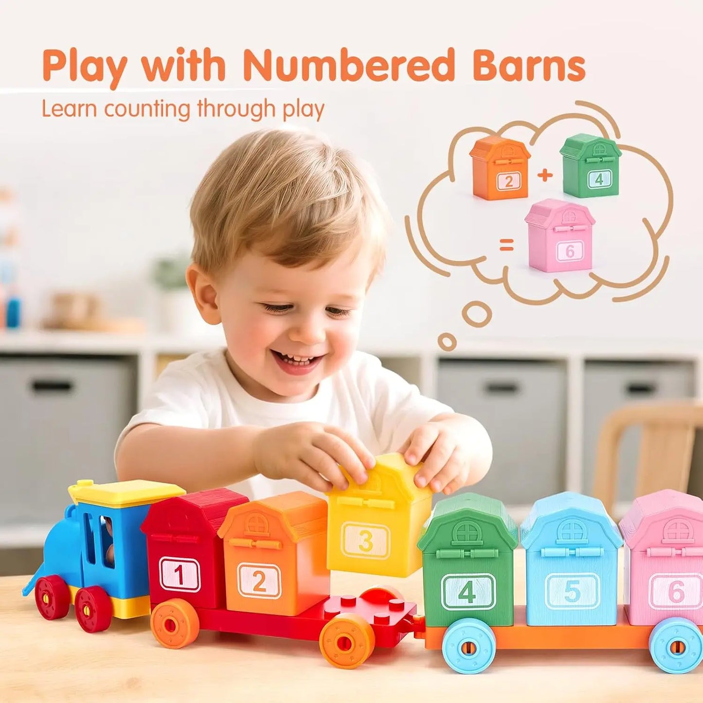 Montessori Farm Train Counting & Sorting Learning Toy Set