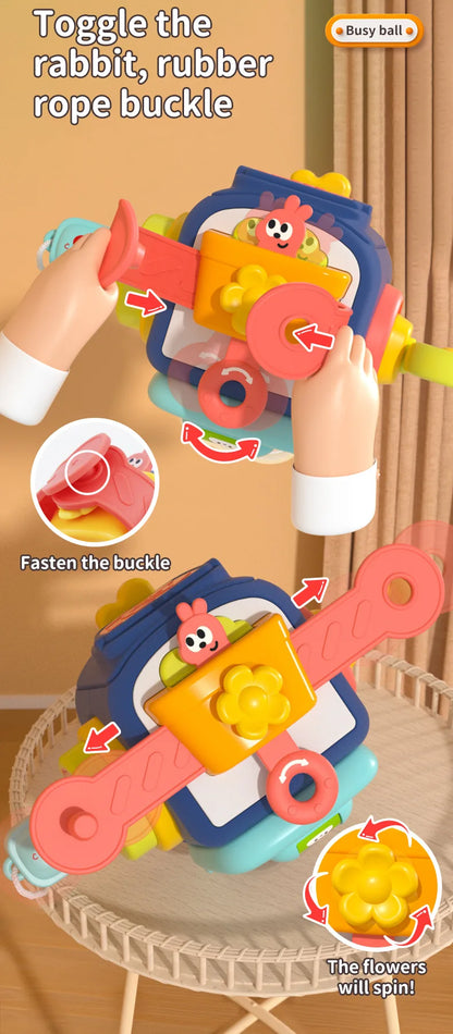 Baby Busy Board Cube Montessori Sensory Activity Toy