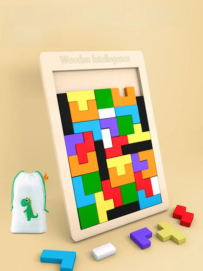 Wooden Tangram Puzzle Montessori Geometric Learning Blocks