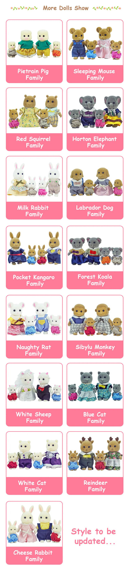1:12 Mini Animal Doll Forest Family Dollhouse Figure