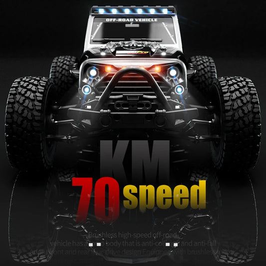 16103PRO 1:16 4WD Brushless RC Car – 70KM/H High-Speed Off-Road Truck with LED Lights