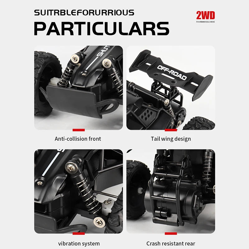 ZWN 1:16 RC Off-Road Car with LED Lights – 2.4GHz Remote Control Climbing Vehicle