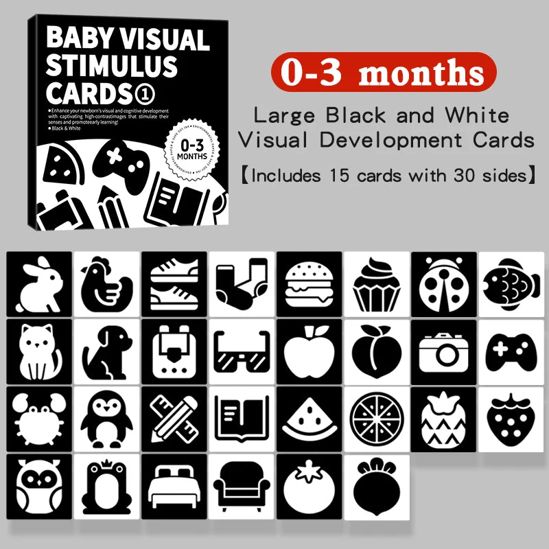 Baby Visual Stimulation Cards Montessori High Contrast Flash Cards