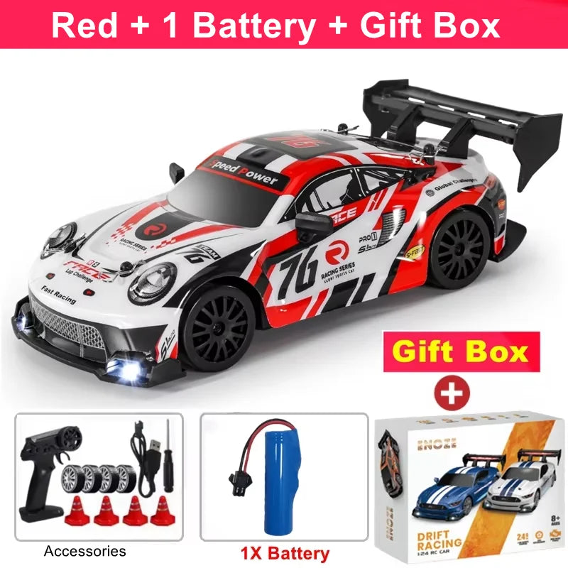 1:24 4WD RC Drift Car with LED Lights – High Speed Remote Control Racing Car