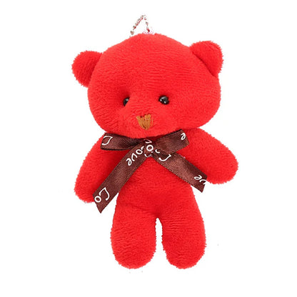12cm Mini Teddy Bear Plush Keychain Bow Tie Pendant 10-Pack