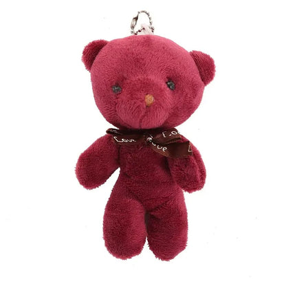 12cm Mini Teddy Bear Plush Keychain Bow Tie Pendant 10-Pack
