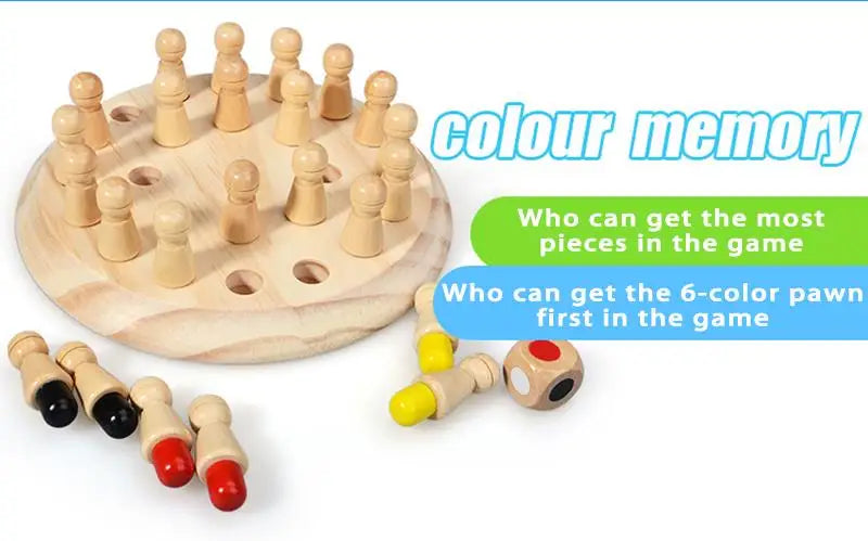 Wooden Memory Match Game Montessori Color Learning Toy