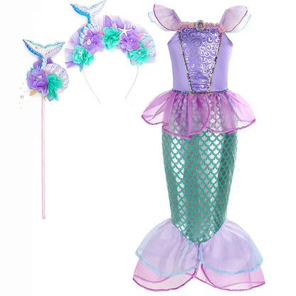 Little Mermaid Princess Costume Ariel Dress for Girls