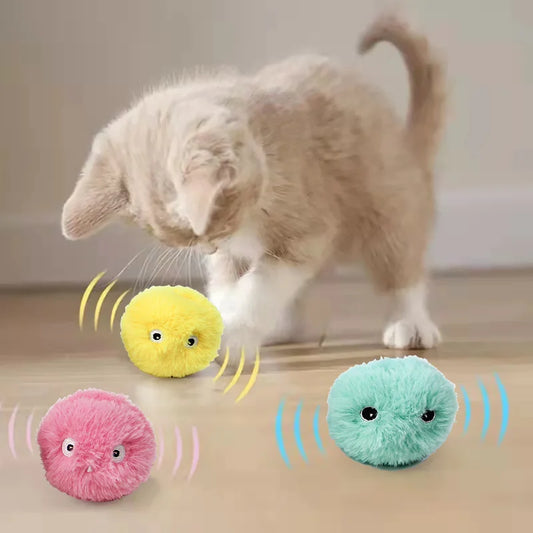Interactive Cat Toy Ball Plush Catnip Squeaky Toy