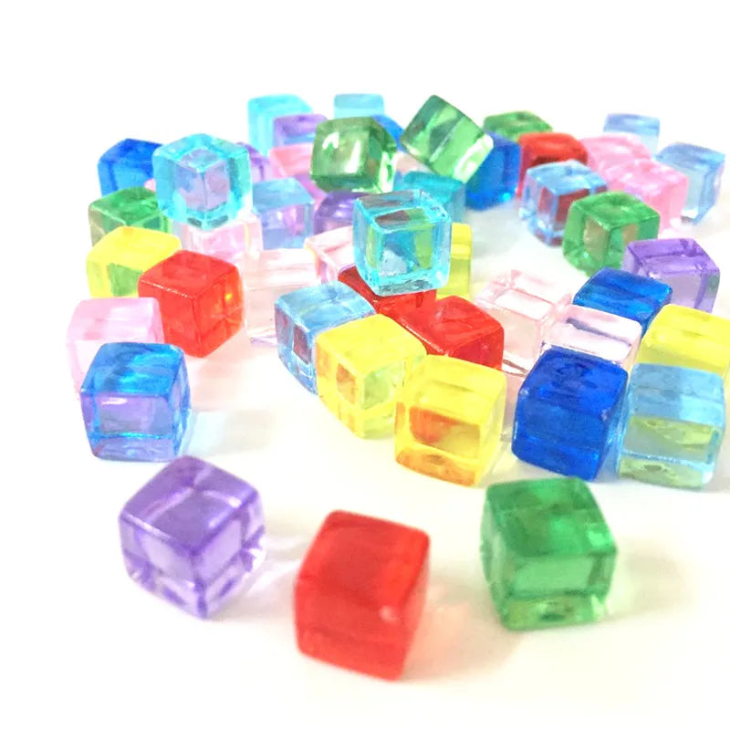 Transparent Cube Game Pieces Set – 50PCS Colorful Crystal Cubes