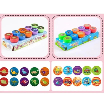 10PCS Kids Self Ink Stamps Set for DIY Crafts