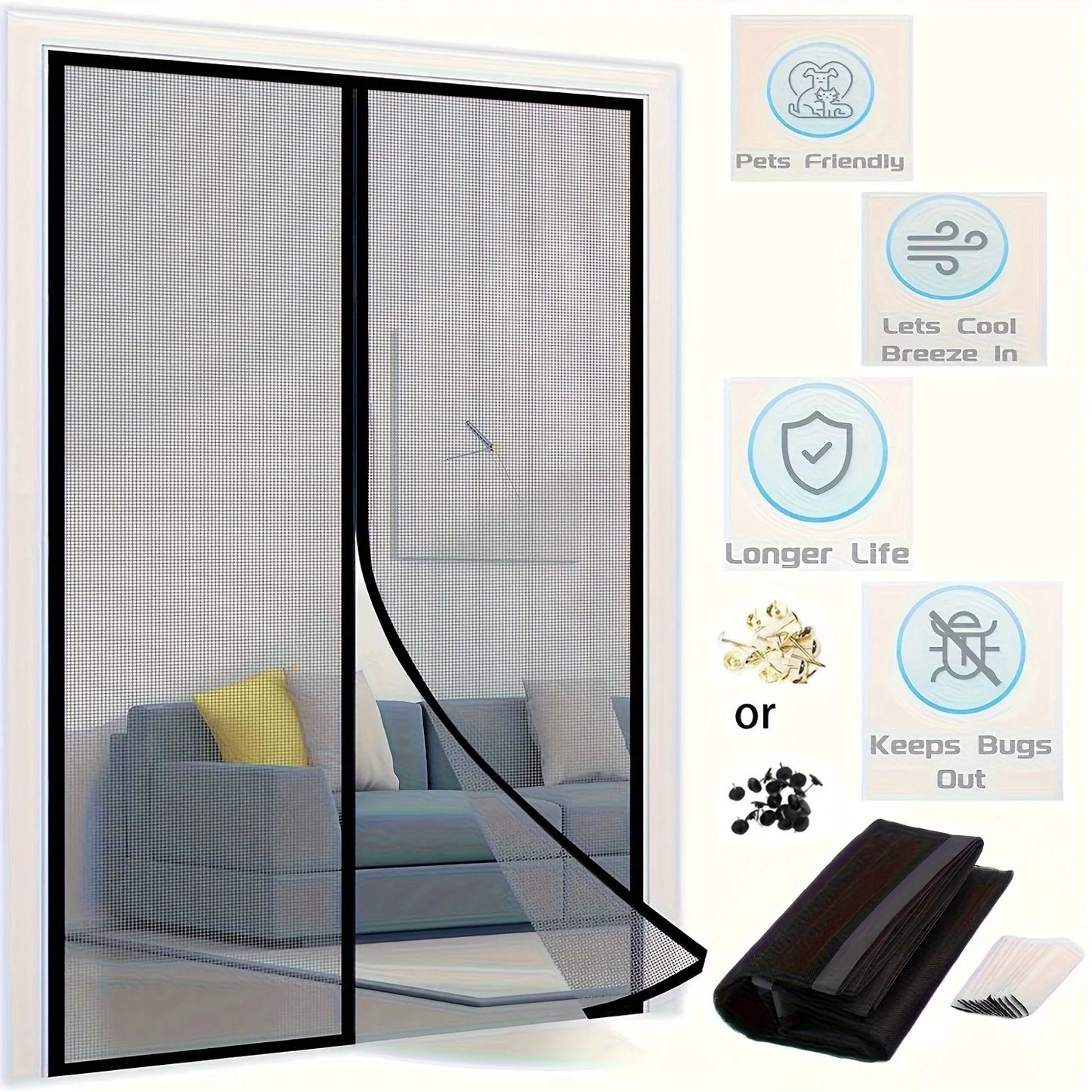 Magnetic Screen Door – Automatic Mosquito Mesh Curtain