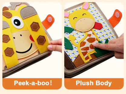 Montessori Busy Book Giraffe Sensory Learning Quiet Toy