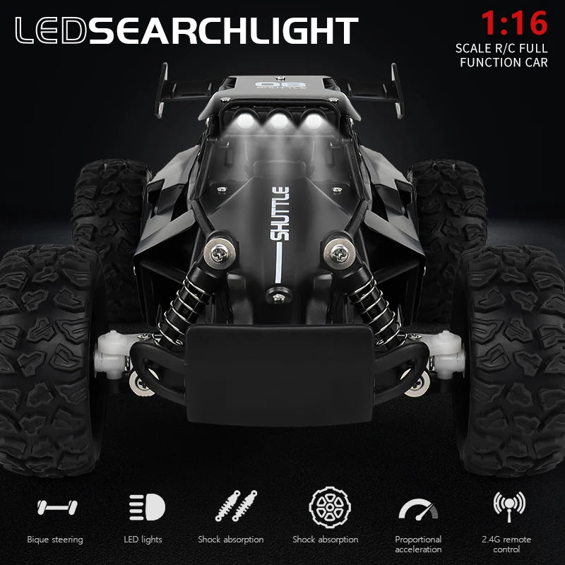 ZWN 1:16 RC Off-Road Car with LED Lights – 2.4GHz Remote Control Climbing Vehicle