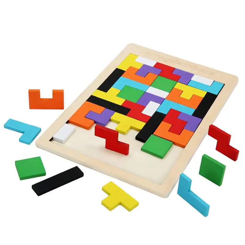 Wooden Tangram Puzzle Montessori Geometric Learning Blocks