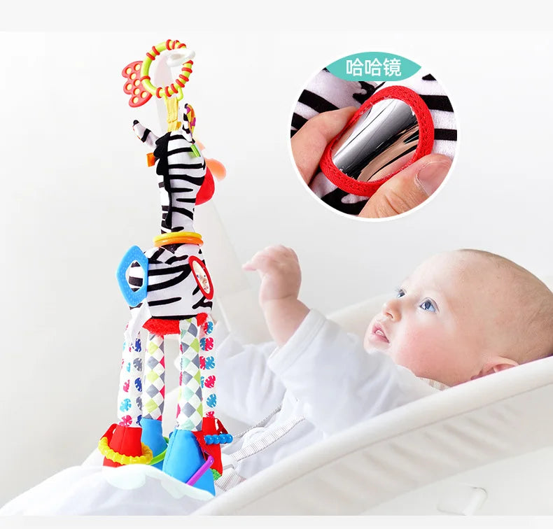 Baby Plush Rattle Toy with Teether Giraffe Zebra Handbell
