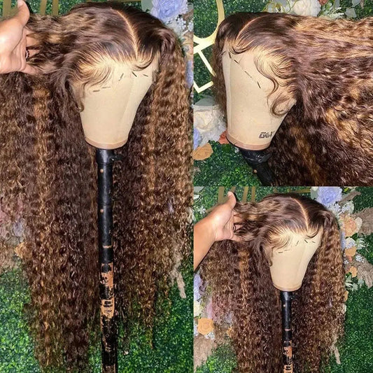 Highlight Deep Wave Wig 13x4 HD Lace Front Human Hair
