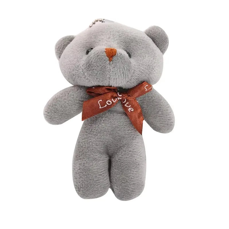 12cm Mini Teddy Bear Plush Keychain Bow Tie Pendant 10-Pack