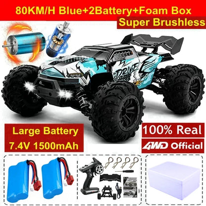 1:16 4WD High-Speed RC Monster Truck – 80KM/H Brushless Off-Road Racing Car
