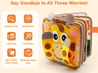 Montessori Busy Book Giraffe Sensory Learning Quiet Toy