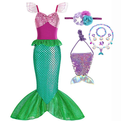 Little Mermaid Princess Costume Ariel Dress for Girls