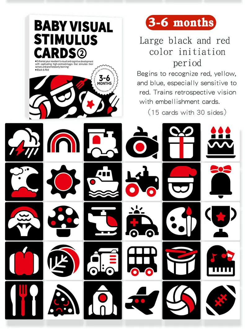 Baby Visual Stimulation Cards Montessori High Contrast Flash Cards