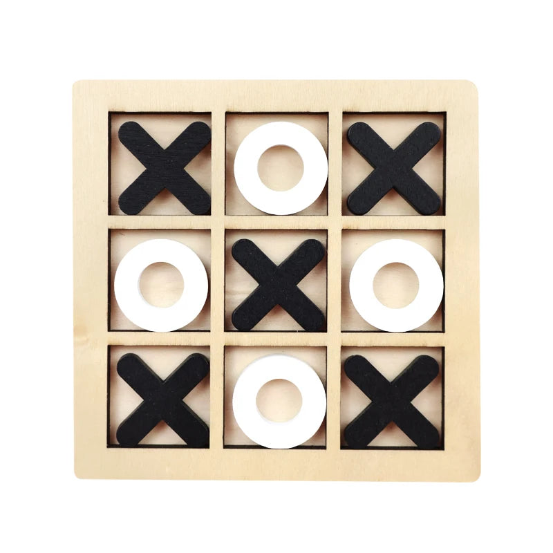 Wooden Tic Tac Toe Game Montessori XO Puzzle Board Toy