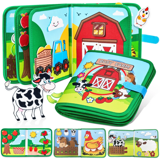 Farm Busy Book Montessori Animal Activity Board for Toddlers