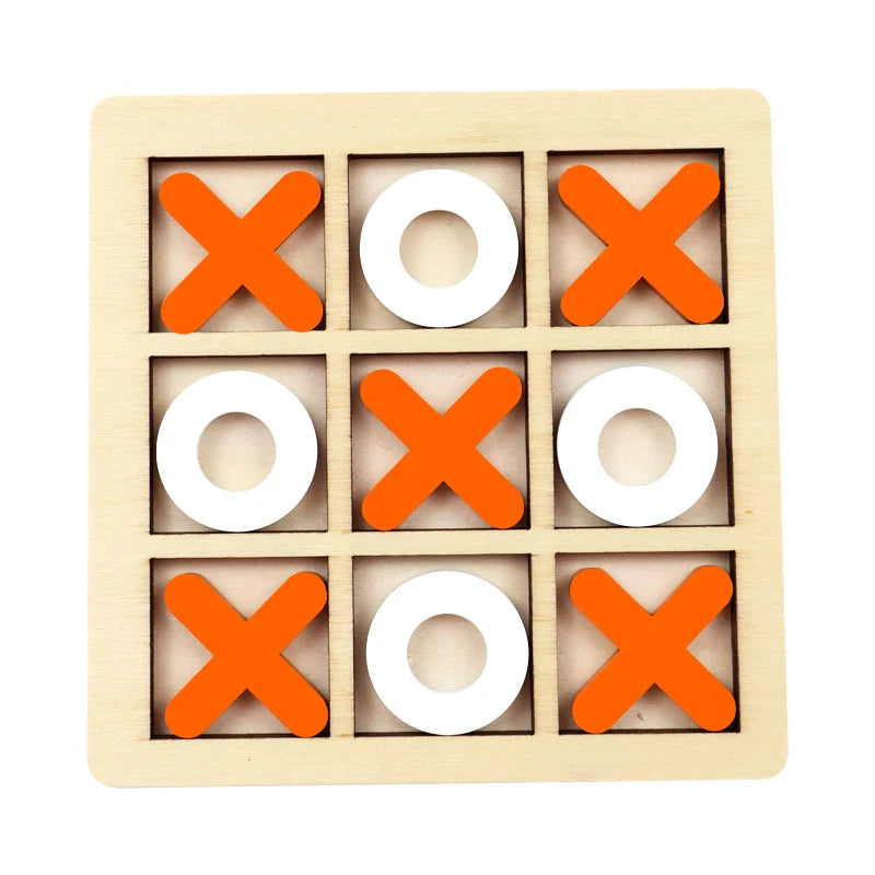 Wooden Tic Tac Toe Game Montessori XO Puzzle Board Toy