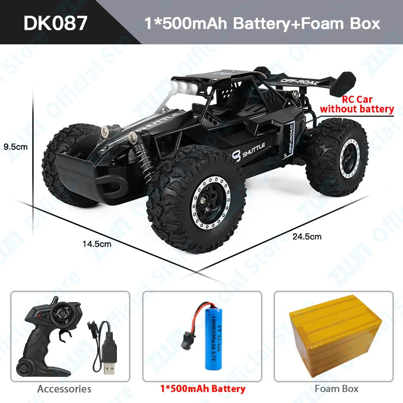ZWN 1:16 RC Off-Road Car with LED Lights – 2.4GHz Remote Control Climbing Vehicle