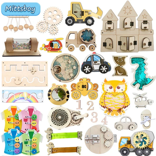 Montessori Busy Board Wooden Sensory Learning Toy