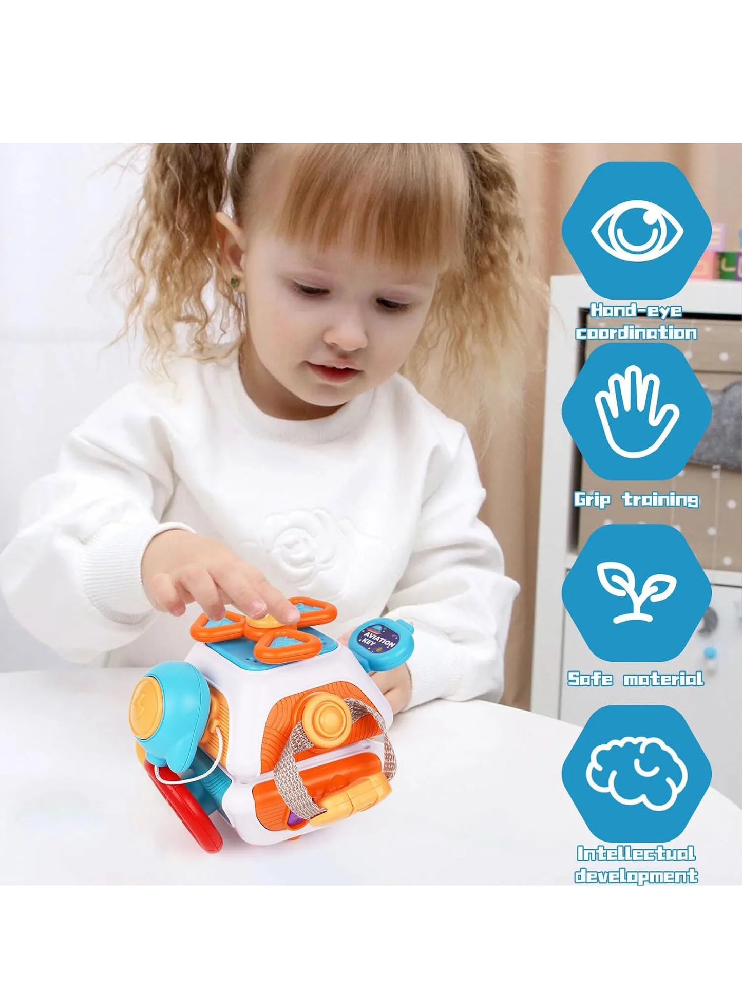 Baby Busy Board Cube Montessori Sensory Activity Toy