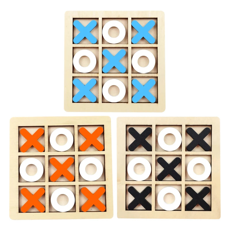 Wooden Tic Tac Toe Game Montessori XO Puzzle Board Toy