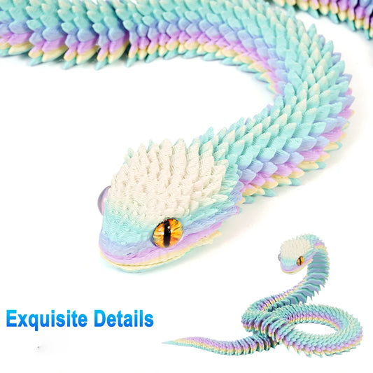 3D Printed Snake Figurine – Luminous Articulated Snake Decor
