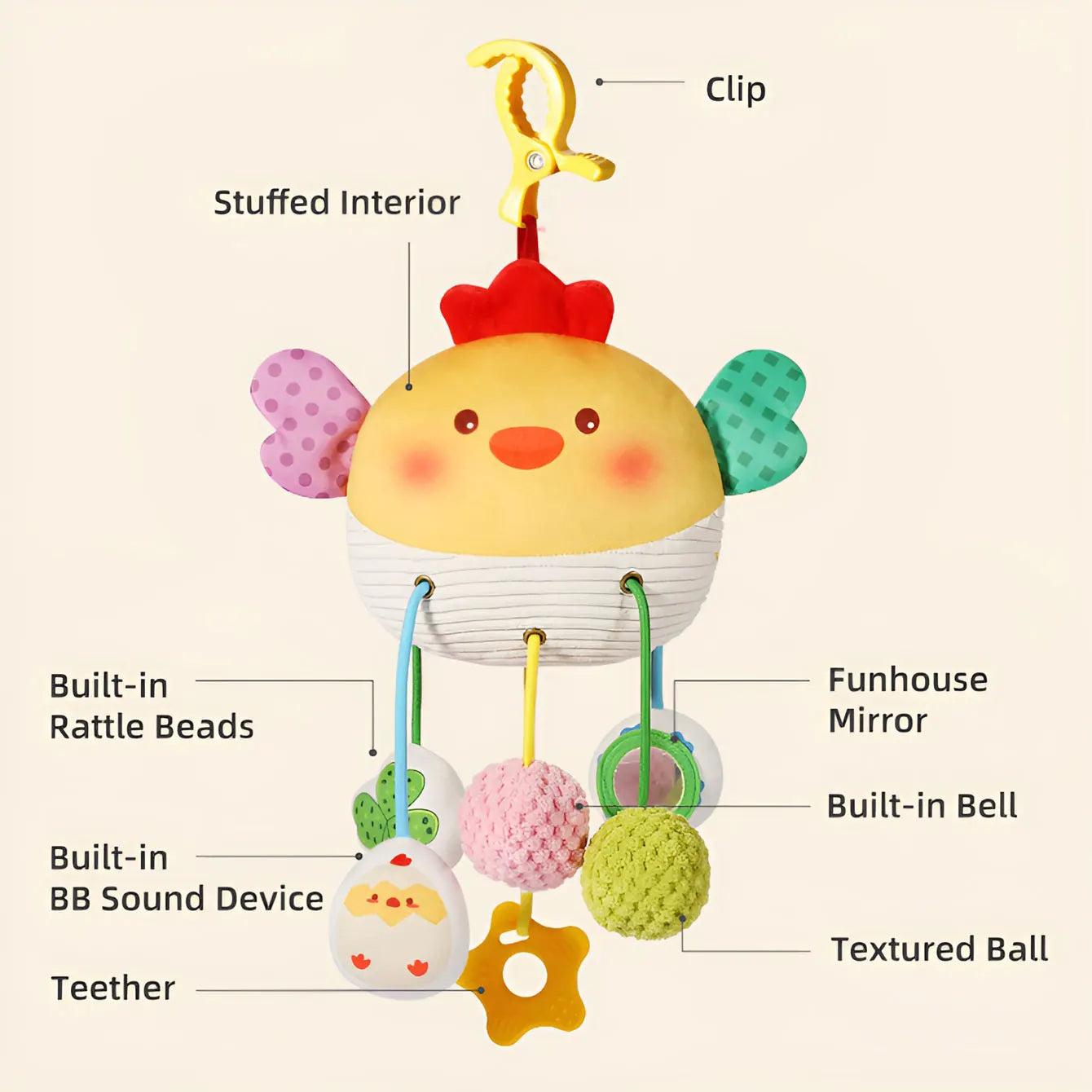 Baby Crib Hanging Toy Pull String Sensory Pendant