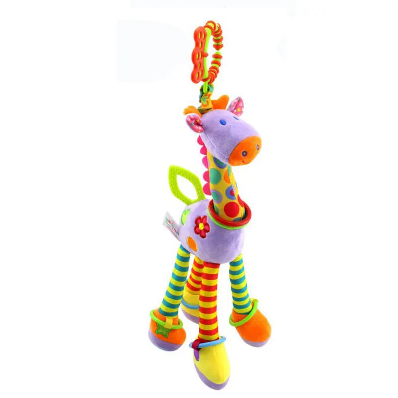 Baby Plush Rattle Toy with Teether Giraffe Zebra Handbell