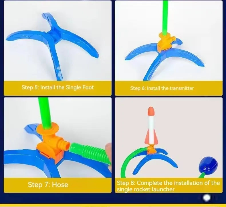 Kids Air Rocket Launcher Foot Pump Outdoor Jump Toy